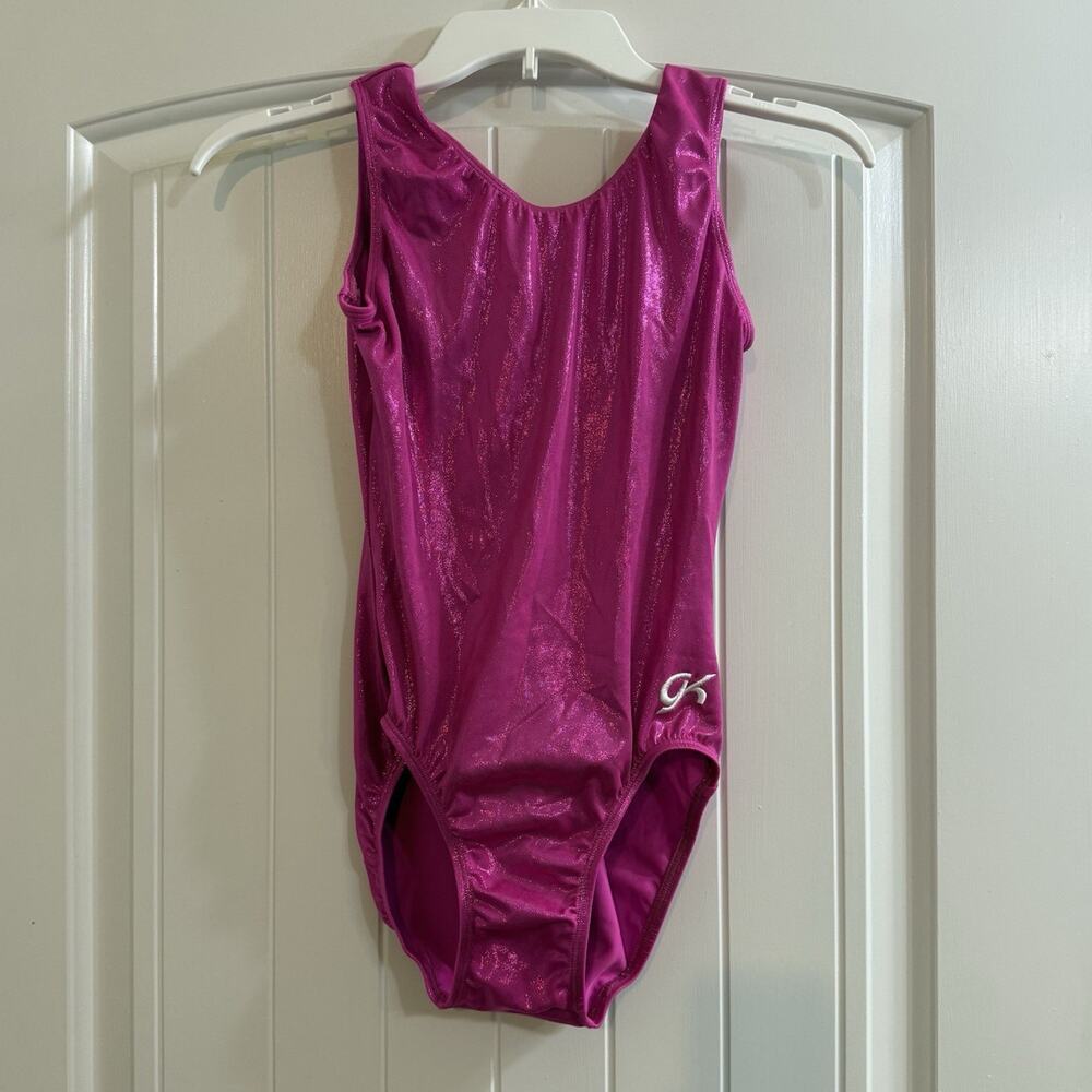 GREAT GK ELITE Gymnastics Dance Leotard Adult Large Shiny Gumball Mystique PINK